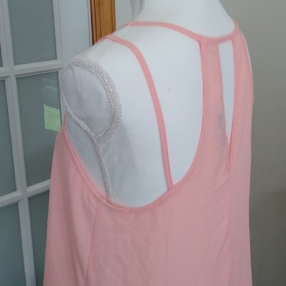 NWOT ASTR Double Strap Sheer Pale Pink Top - Picture 6 of 9